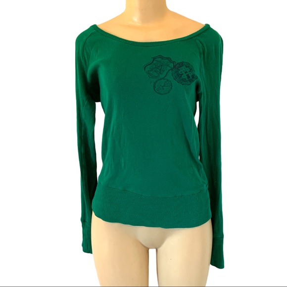 725 Originals Kelly Green Summer Sweater LS Knit Tee Shirt Top - Picture 3 of 7